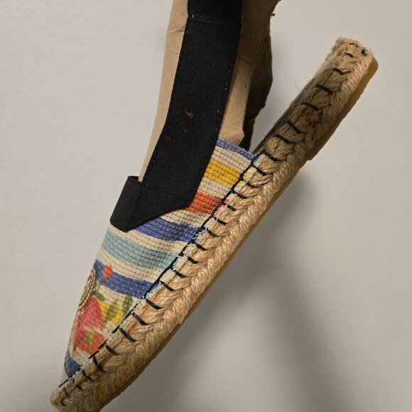 Women's Stripe/Floral Fabric Slingback Espadrille Sandals - Multicolors Size 7M - Picture 9 of 9
